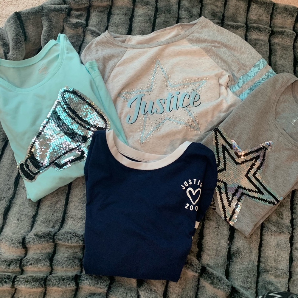 4 shirts justice size 12